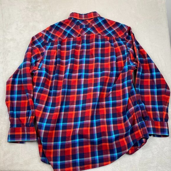 Duluth Trading Mens Shirt Large Long Sleeve Plaid Flannel Button Up Red Casual - Picture 6 of 6